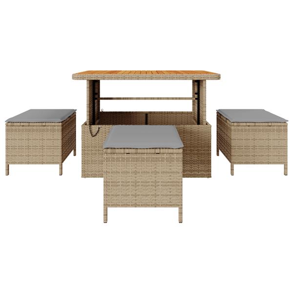 Grote foto vidaxl tuin eetset beige poly riet tuin en terras tuinmeubelen