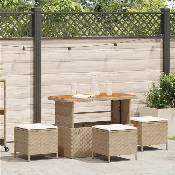 Grote foto vidaxl tuin eetset beige poly riet tuin en terras tuinmeubelen