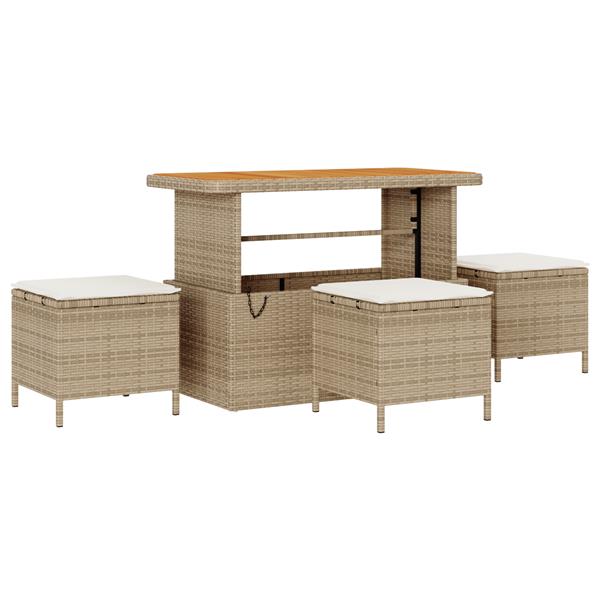 Grote foto vidaxl tuin eetset beige poly riet tuin en terras tuinmeubelen