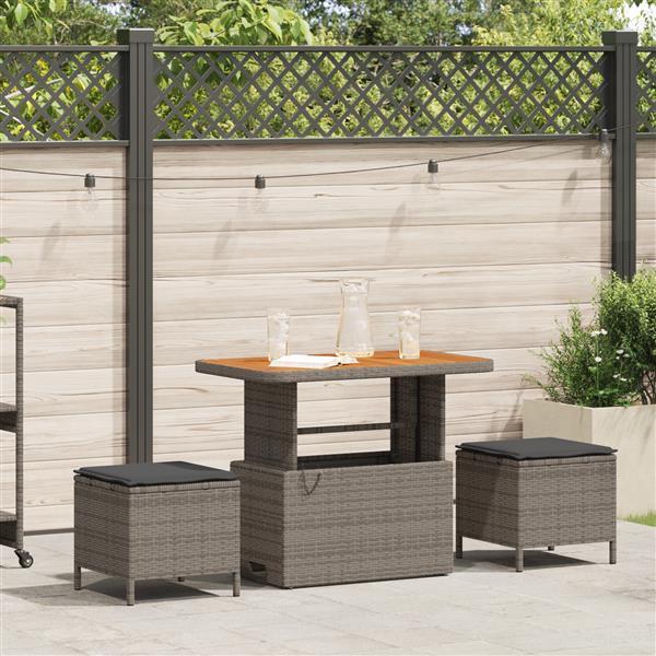 Grote foto vidaxl tuin eetset grijs poly riet tuin en terras tuinmeubelen