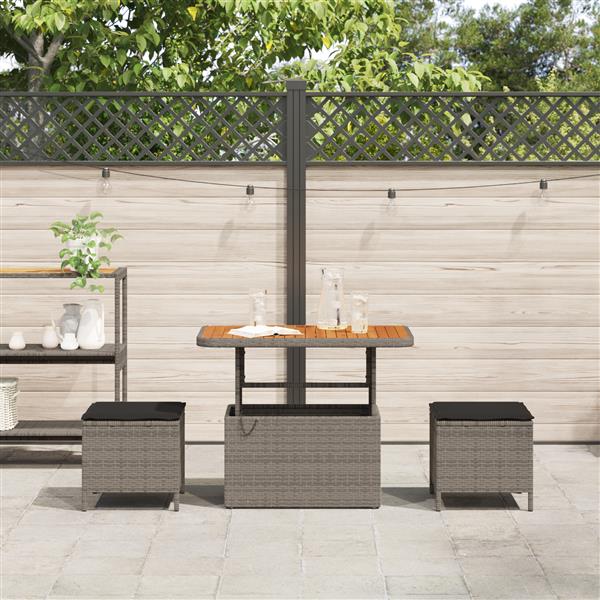 Grote foto vidaxl tuin eetset grijs poly riet tuin en terras tuinmeubelen