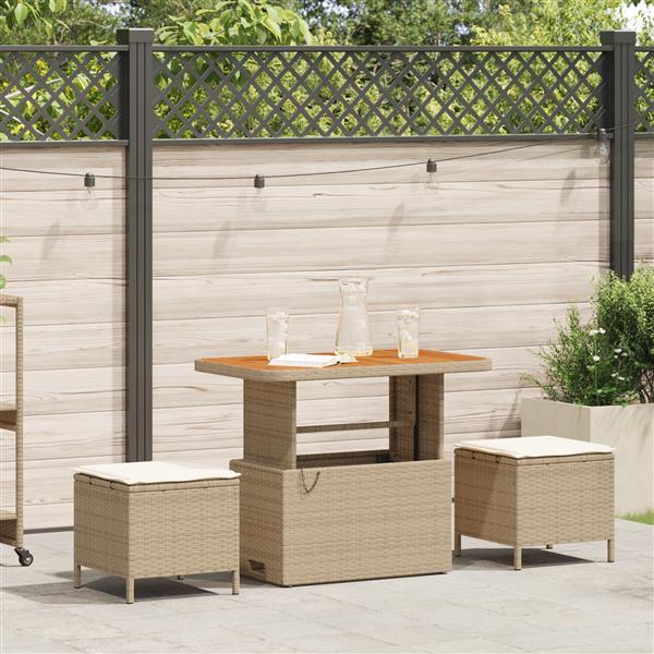 Grote foto vidaxl tuin eetset beige poly riet tuin en terras tuinmeubelen