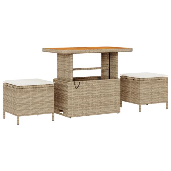 Grote foto vidaxl tuin eetset beige poly riet tuin en terras tuinmeubelen