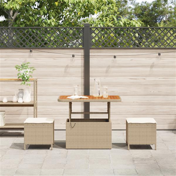 Grote foto vidaxl tuin eetset beige poly riet tuin en terras tuinmeubelen