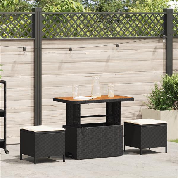 Grote foto vidaxl tuin eetset zwart poly riet tuin en terras tuinmeubelen