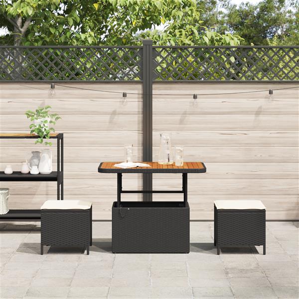 Grote foto vidaxl tuin eetset zwart poly riet tuin en terras tuinmeubelen
