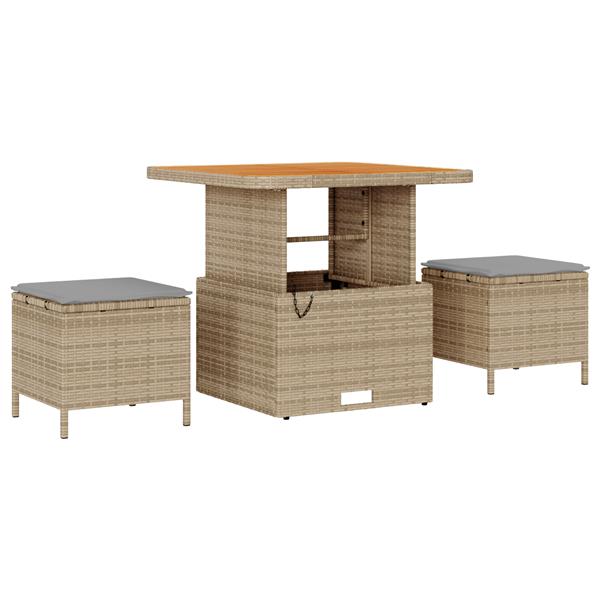 Grote foto vidaxl tuin eetset beige poly riet tuin en terras tuinmeubelen