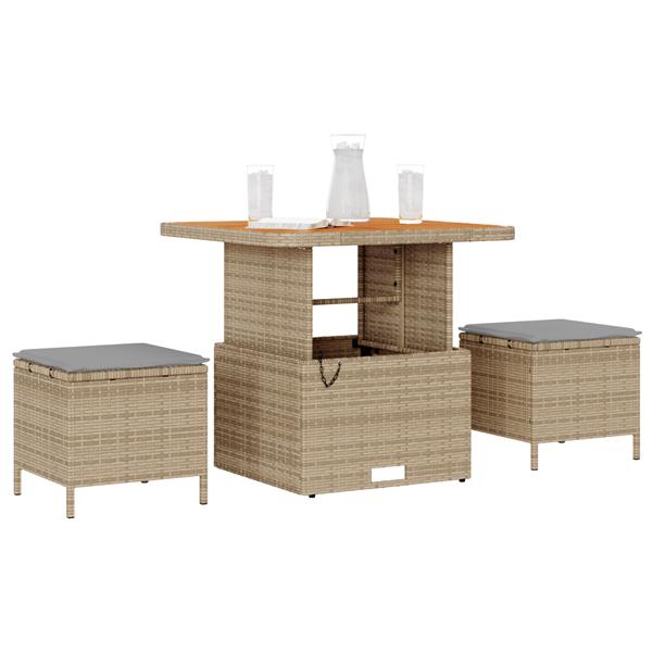 Grote foto vidaxl tuin eetset beige poly riet tuin en terras tuinmeubelen