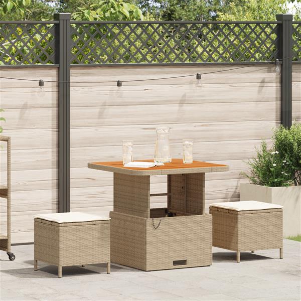 Grote foto vidaxl tuin eetset beige poly riet tuin en terras tuinmeubelen