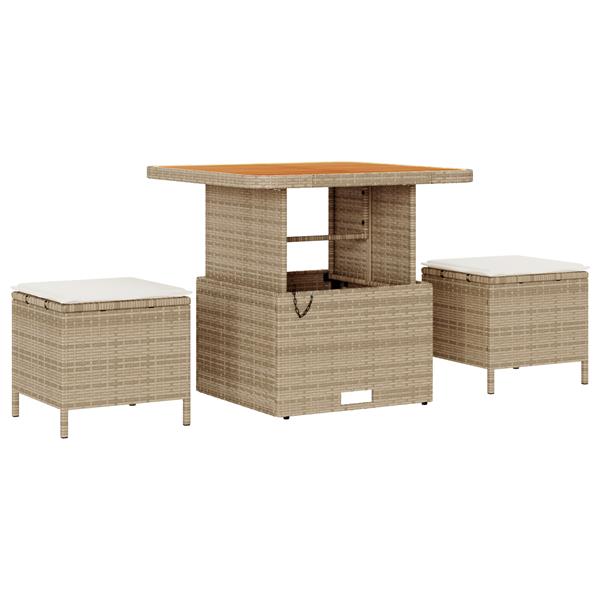 Grote foto vidaxl tuin eetset beige poly riet tuin en terras tuinmeubelen