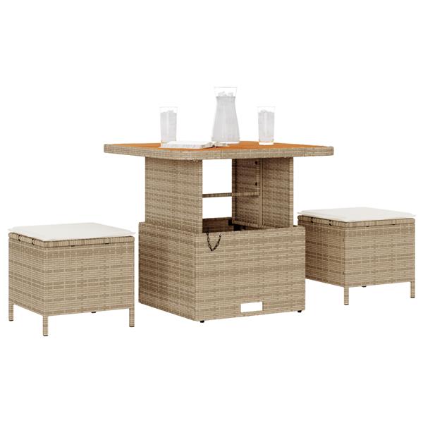 Grote foto vidaxl tuin eetset beige poly riet tuin en terras tuinmeubelen
