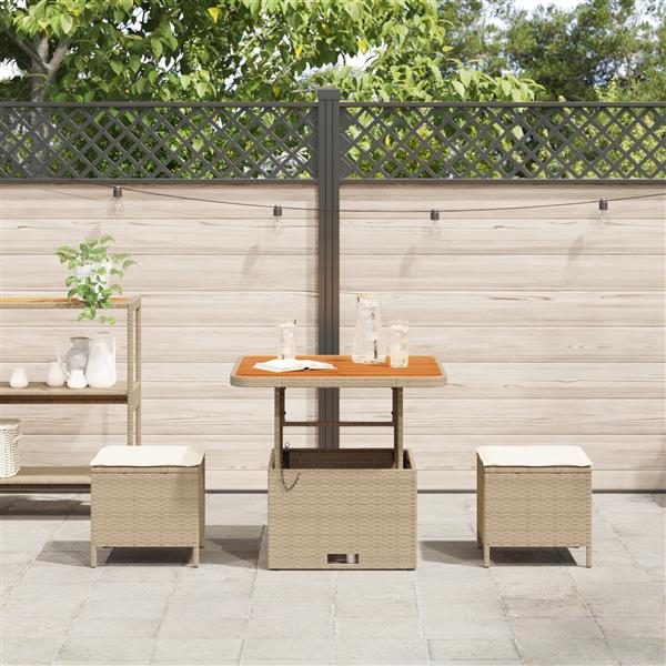Grote foto vidaxl tuin eetset beige poly riet tuin en terras tuinmeubelen