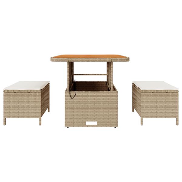 Grote foto vidaxl tuin eetset beige poly riet tuin en terras tuinmeubelen
