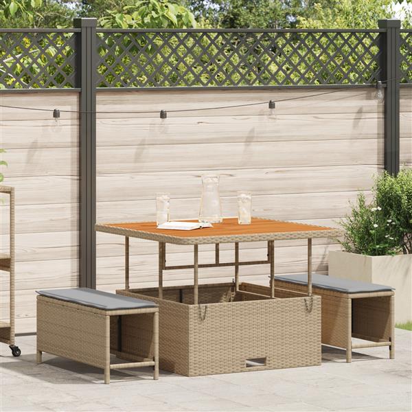 Grote foto vidaxl tuin eetset beige poly riet tuin en terras tuinmeubelen