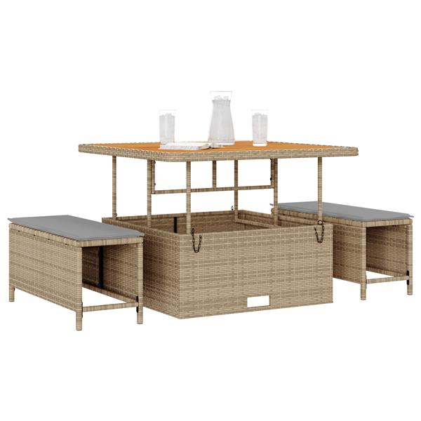 Grote foto vidaxl tuin eetset beige poly riet tuin en terras tuinmeubelen