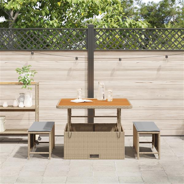 Grote foto vidaxl tuin eetset beige poly riet tuin en terras tuinmeubelen