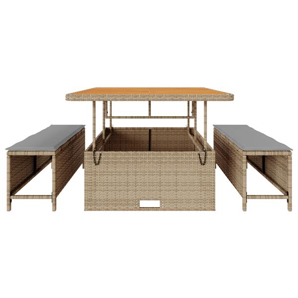 Grote foto vidaxl tuin eetset beige poly riet tuin en terras tuinmeubelen