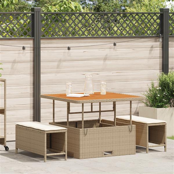 Grote foto vidaxl tuin eetset beige poly riet tuin en terras tuinmeubelen