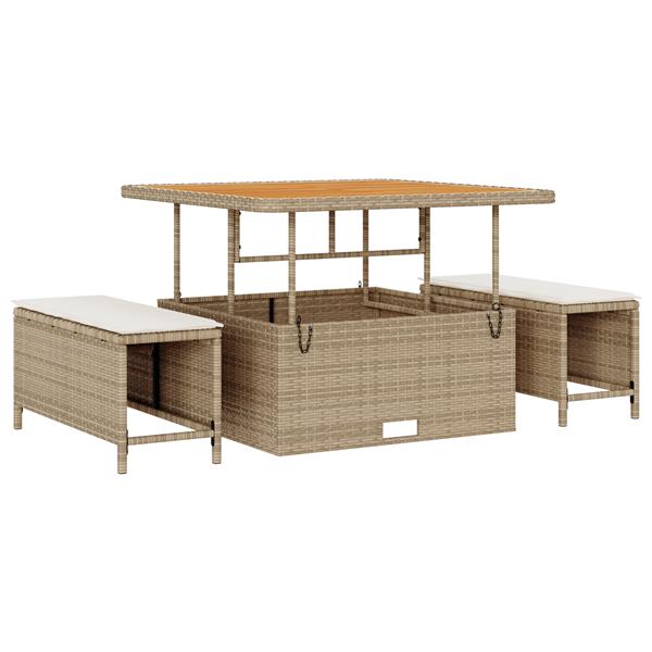 Grote foto vidaxl tuin eetset beige poly riet tuin en terras tuinmeubelen