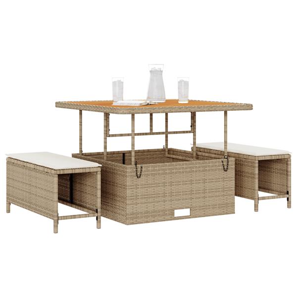 Grote foto vidaxl tuin eetset beige poly riet tuin en terras tuinmeubelen