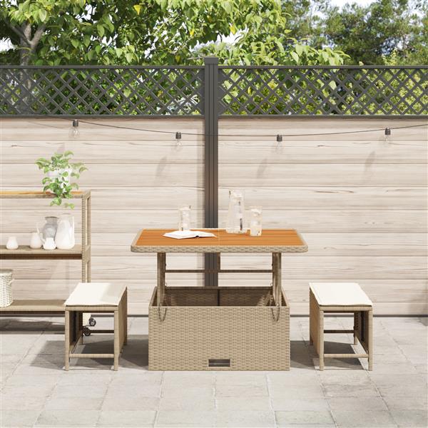 Grote foto vidaxl tuin eetset beige poly riet tuin en terras tuinmeubelen