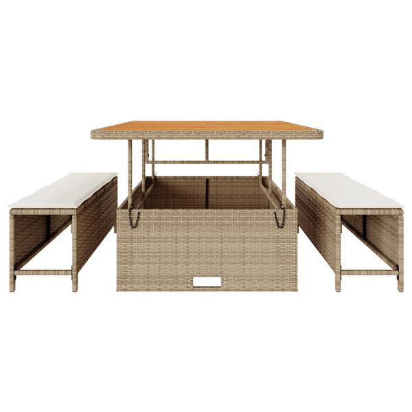Grote foto vidaxl tuin eetset beige poly riet tuin en terras tuinmeubelen