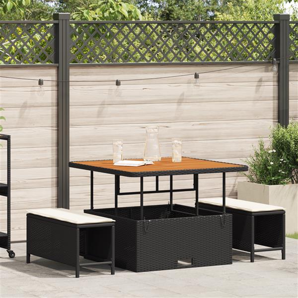 Grote foto vidaxl tuin eetset zwart poly riet tuin en terras tuinmeubelen