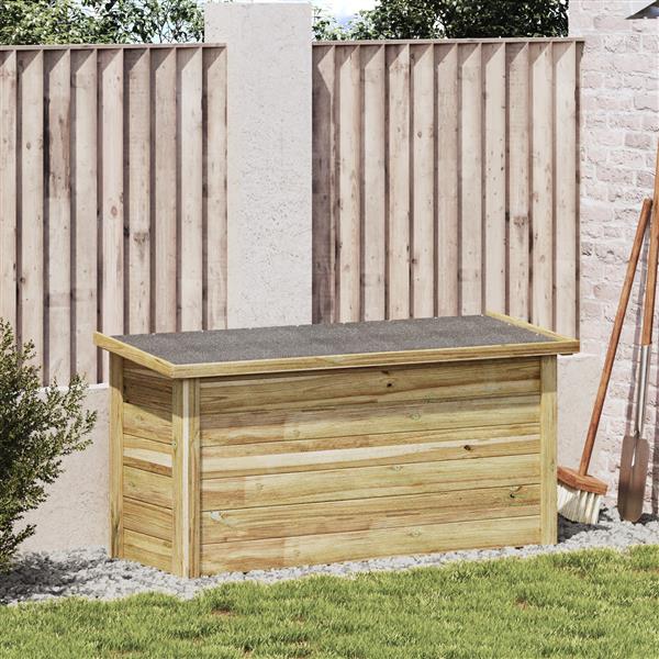 Grote foto vidaxl opslagdoos bruin 119 x 44.5 x 58 cm ge mpregneerd grenen hout tuin en terras overige tuin en terras