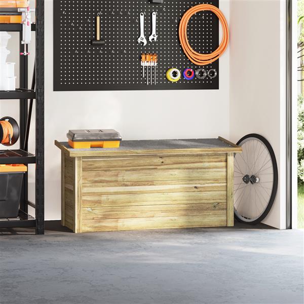 Grote foto vidaxl opslagdoos bruin 119 x 44.5 x 58 cm ge mpregneerd grenen hout tuin en terras overige tuin en terras