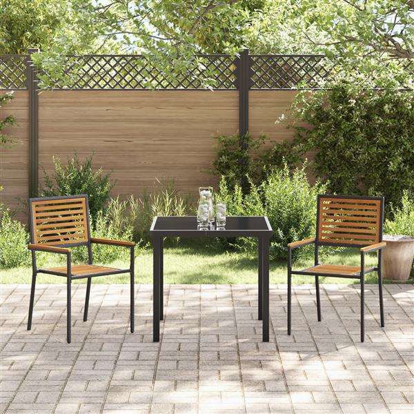 Grote foto vidaxl tuinstapelstoelen 2 pcs bruin en zwart tuin en terras tuinmeubelen