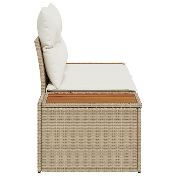 Grote foto vidaxl tuinbank beige 184 x 62 x 85cm poly rattan tuin en terras tuinmeubelen