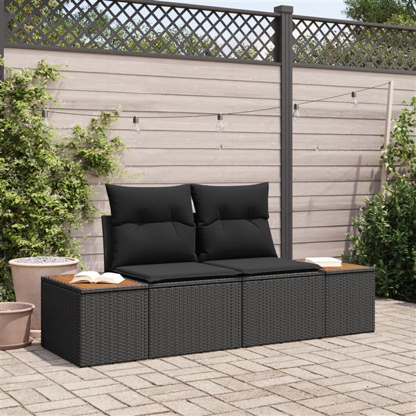 Grote foto vidaxl tuinbank zwart 184 x 62 x 85cm poly rattan tuin en terras tuinmeubelen