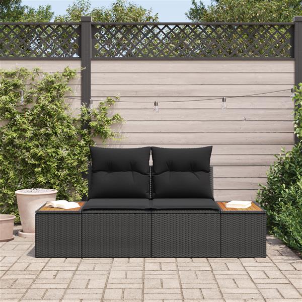 Grote foto vidaxl tuinbank zwart 184 x 62 x 85cm poly rattan tuin en terras tuinmeubelen