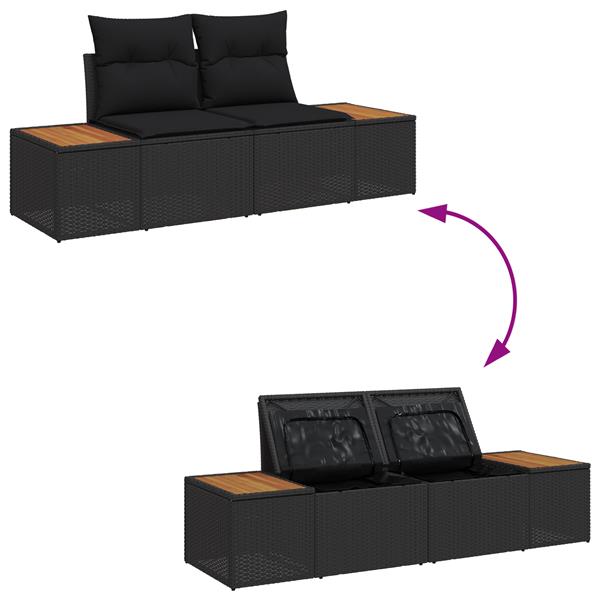 Grote foto vidaxl tuinbank zwart 184 x 62 x 85cm poly rattan tuin en terras tuinmeubelen