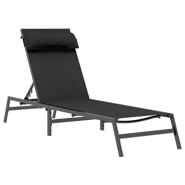 Grote foto vidaxl ligstoelen met tafel 3 pcs zwart en antraciet 197 x 54 x 86 cm tuin en terras tuinmeubelen