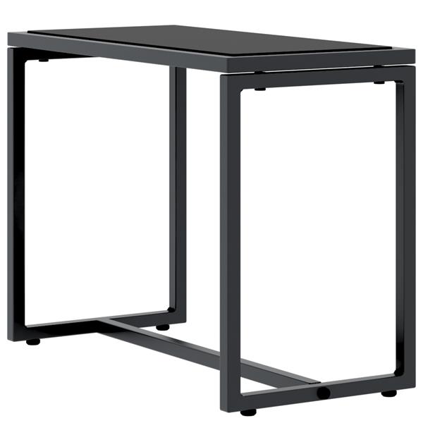 Grote foto vidaxl ligstoelen met tafel 3 pcs zwart en antraciet 197 x 54 x 86 cm tuin en terras tuinmeubelen