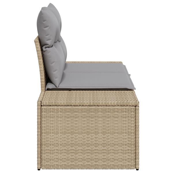 Grote foto vidaxl tuinbank beige 123 x 62 x 69cm poly rattan tuin en terras tuinmeubelen