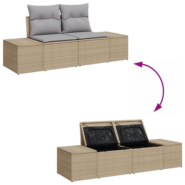 Grote foto vidaxl tuinbank beige 123 x 62 x 69cm poly rattan tuin en terras tuinmeubelen