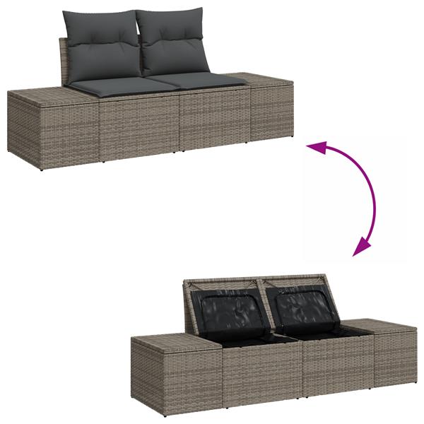 Grote foto vidaxl tuinbank grijs 123 x 62 x 69cm poly rattan tuin en terras tuinmeubelen