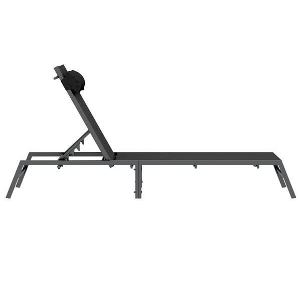 Grote foto vidaxl ligstoel 1 persoon zwart 197 x 54 x 86 cm staal en textilene tuin en terras tuinmeubelen