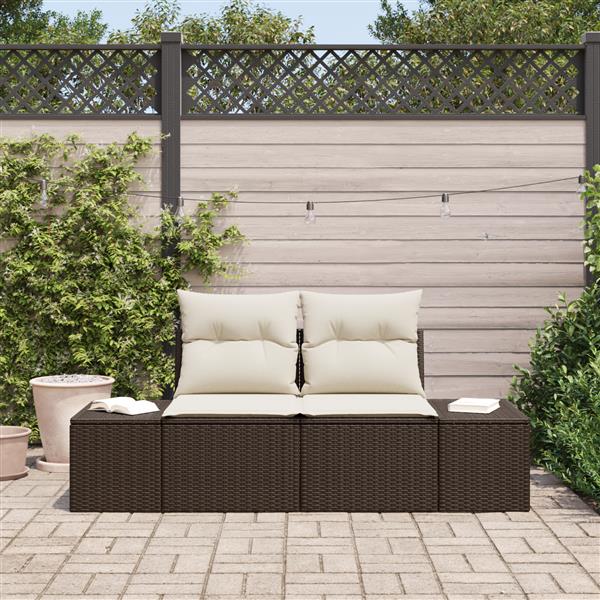 Grote foto vidaxl tuinbank bruin 123 x 62 x 69cm poly rattan tuin en terras tuinmeubelen