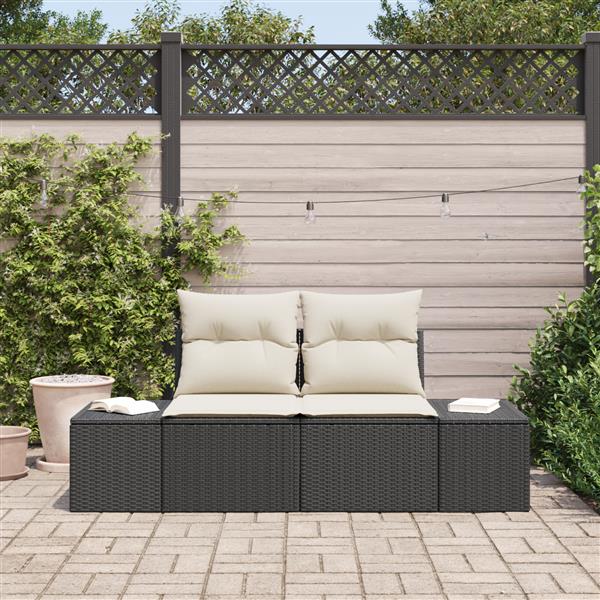 Grote foto vidaxl tuinbank zwart 123 x 62 x 69cm poly rattan tuin en terras tuinmeubelen