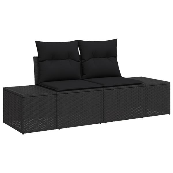 Grote foto vidaxl tuinbank met kussen zwart 123 x 62 x 69cm poly rattan tuin en terras tuinmeubelen