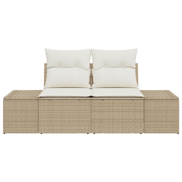 Grote foto vidaxl tuinbank met kussen beige 123 x 62 x 69cm poly rattan tuin en terras tuinmeubelen