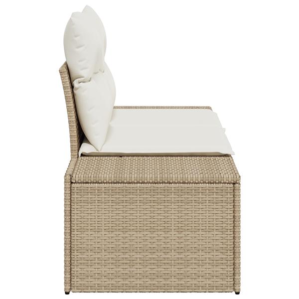 Grote foto vidaxl tuinbank met kussen beige 123 x 62 x 69cm poly rattan tuin en terras tuinmeubelen