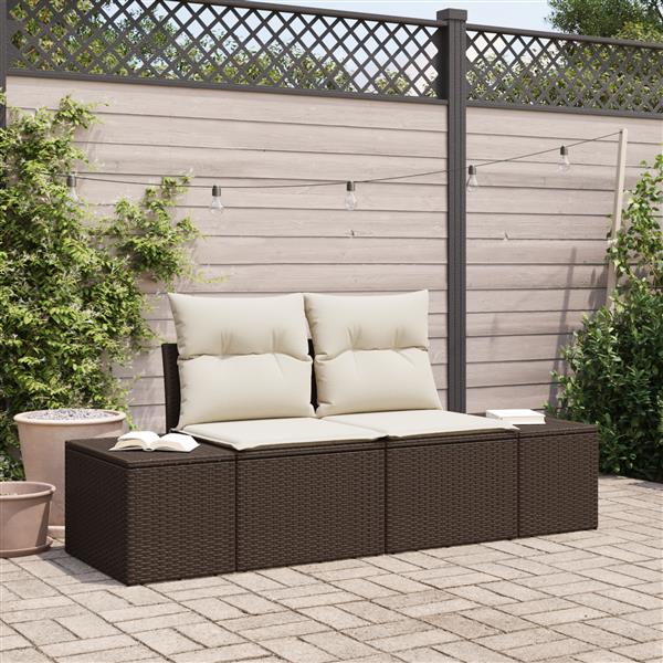 Grote foto vidaxl tuinbank bruin 123 x 62 x 69cm poly rattan tuin en terras tuinmeubelen