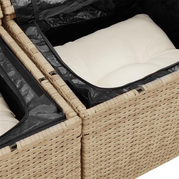 Grote foto vidaxl tuinbank met kussen beige 123 x 62 x 69cm poly rattan tuin en terras tuinmeubelen