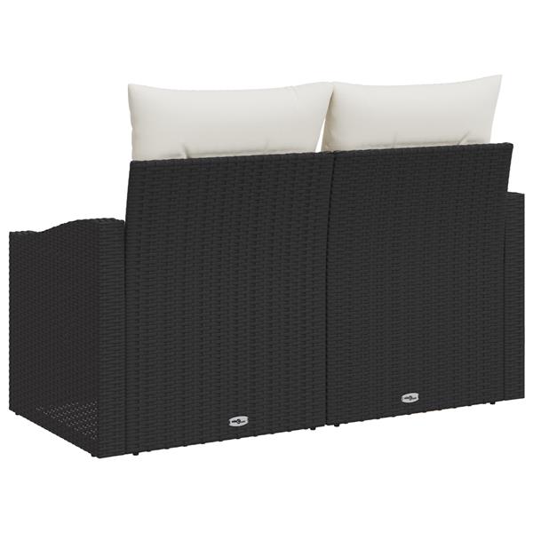 Grote foto vidaxl tuinbank met kussen zwart 123 x 62 x 69cm poly rattan tuin en terras tuinmeubelen