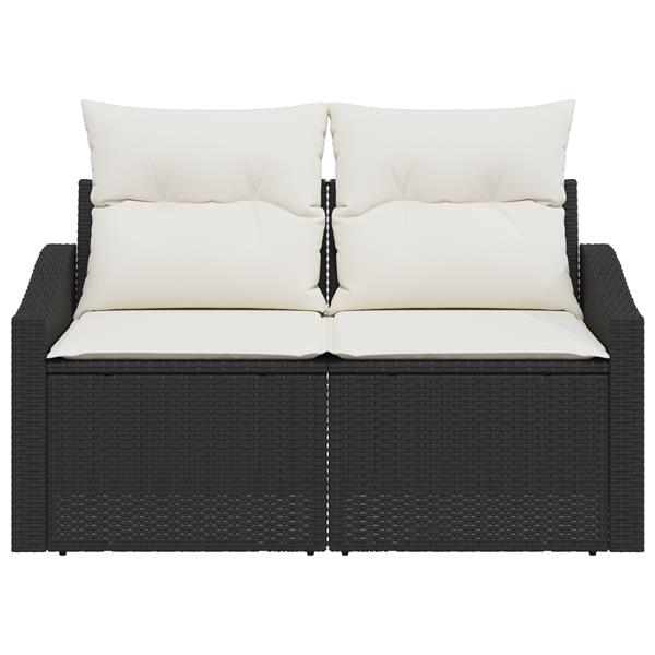 Grote foto vidaxl tuinbank met kussen zwart 123 x 62 x 69cm poly rattan tuin en terras tuinmeubelen
