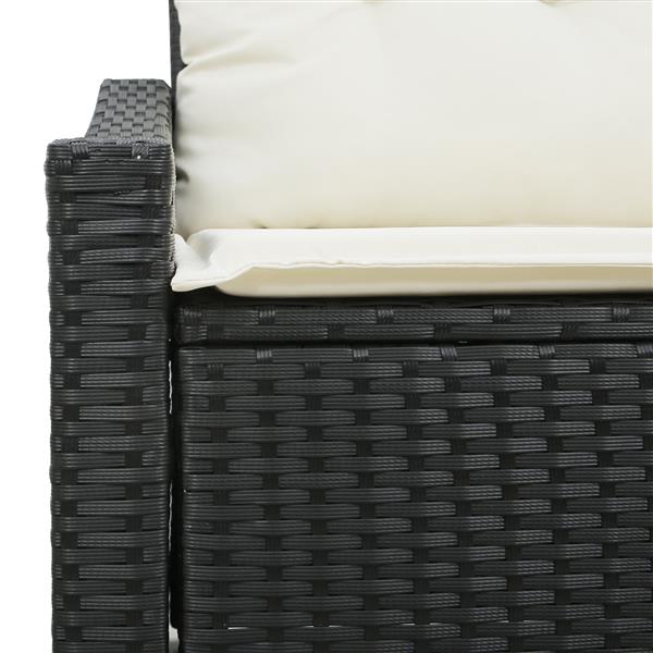 Grote foto vidaxl tuinbank met kussen zwart 123 x 62 x 69cm poly rattan tuin en terras tuinmeubelen